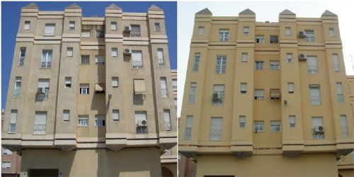 <p>Fachada del edificio Las Lanzas en Elche, zona del Sector V.</p>
