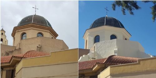 <p>Restauración de la cúpula y las cubiertas planas e inclinadas de la parroquia de Santa Ana en Elda. Obra en proceso.</p>
